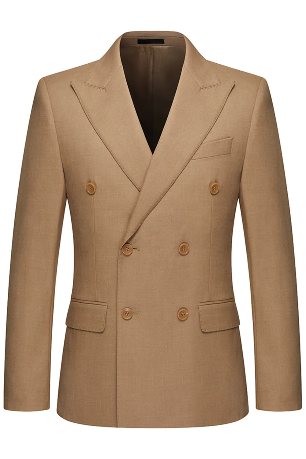 Khaki Peak Lapel 2 Piece Men's Formal Suits sold by Zapaka product image thumbnail 2