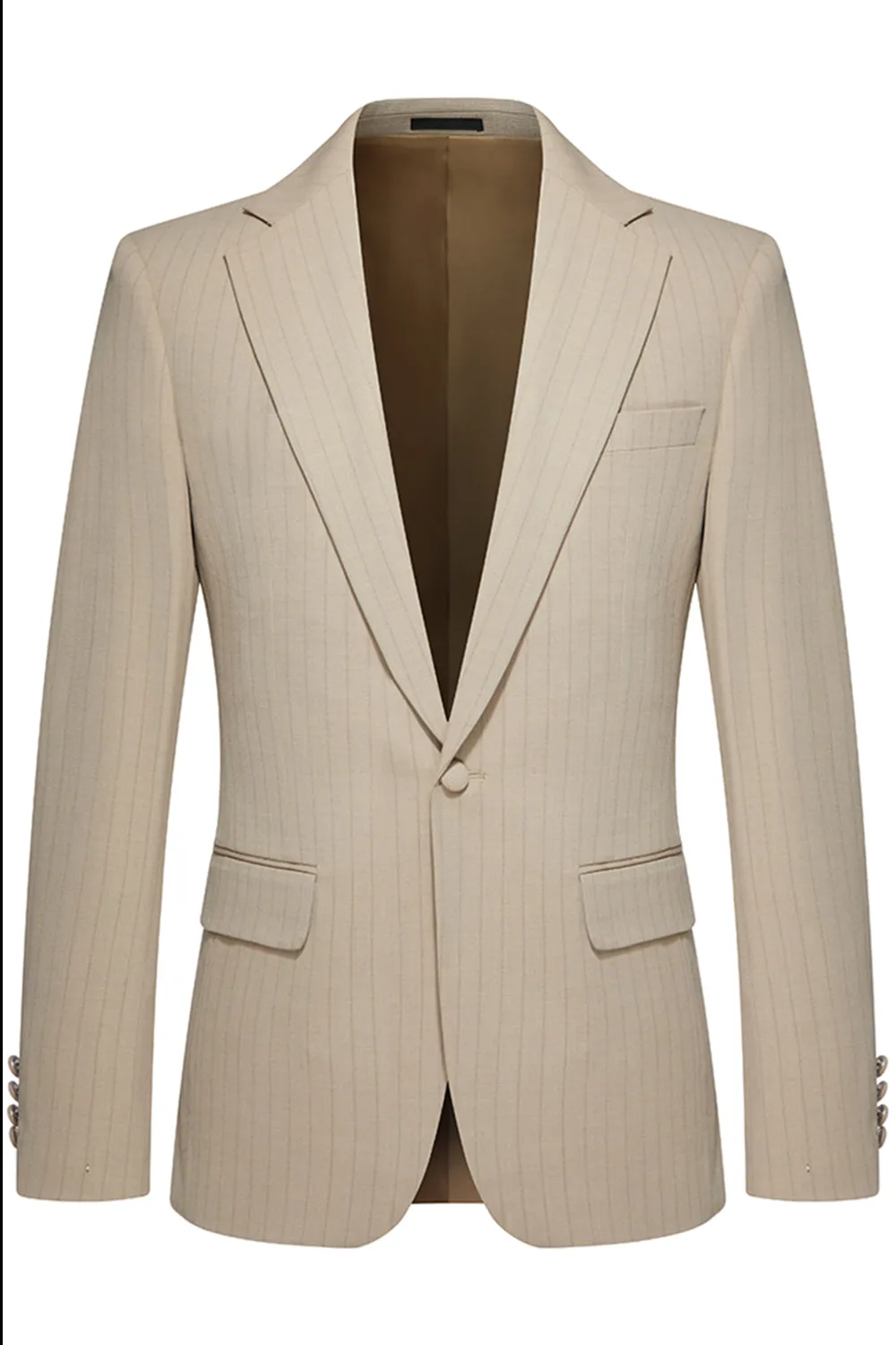Khaki Notched Lapel One Button Men's Suits sold by Zapaka product image thumbnail 2