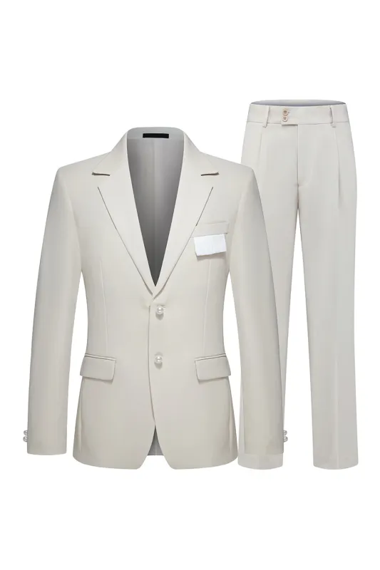 Men's Khaki Notched Lapel 2 Piece Formal Suits sold by Zapaka