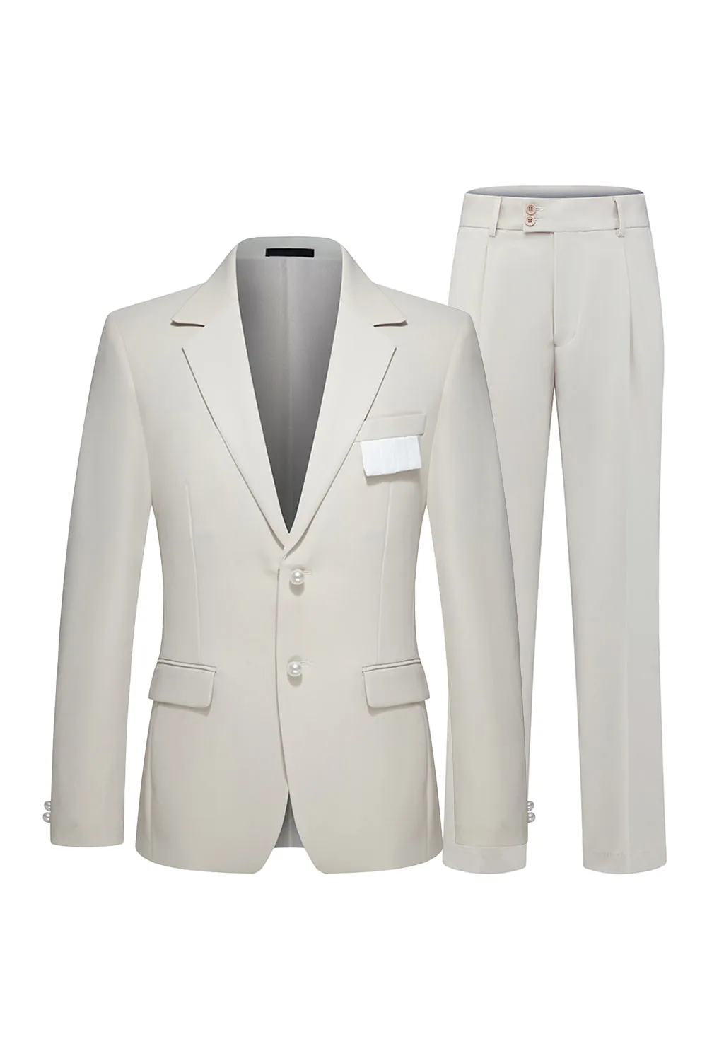 Men's Khaki Notched Lapel 2 Piece Formal Suits sold by Zapaka