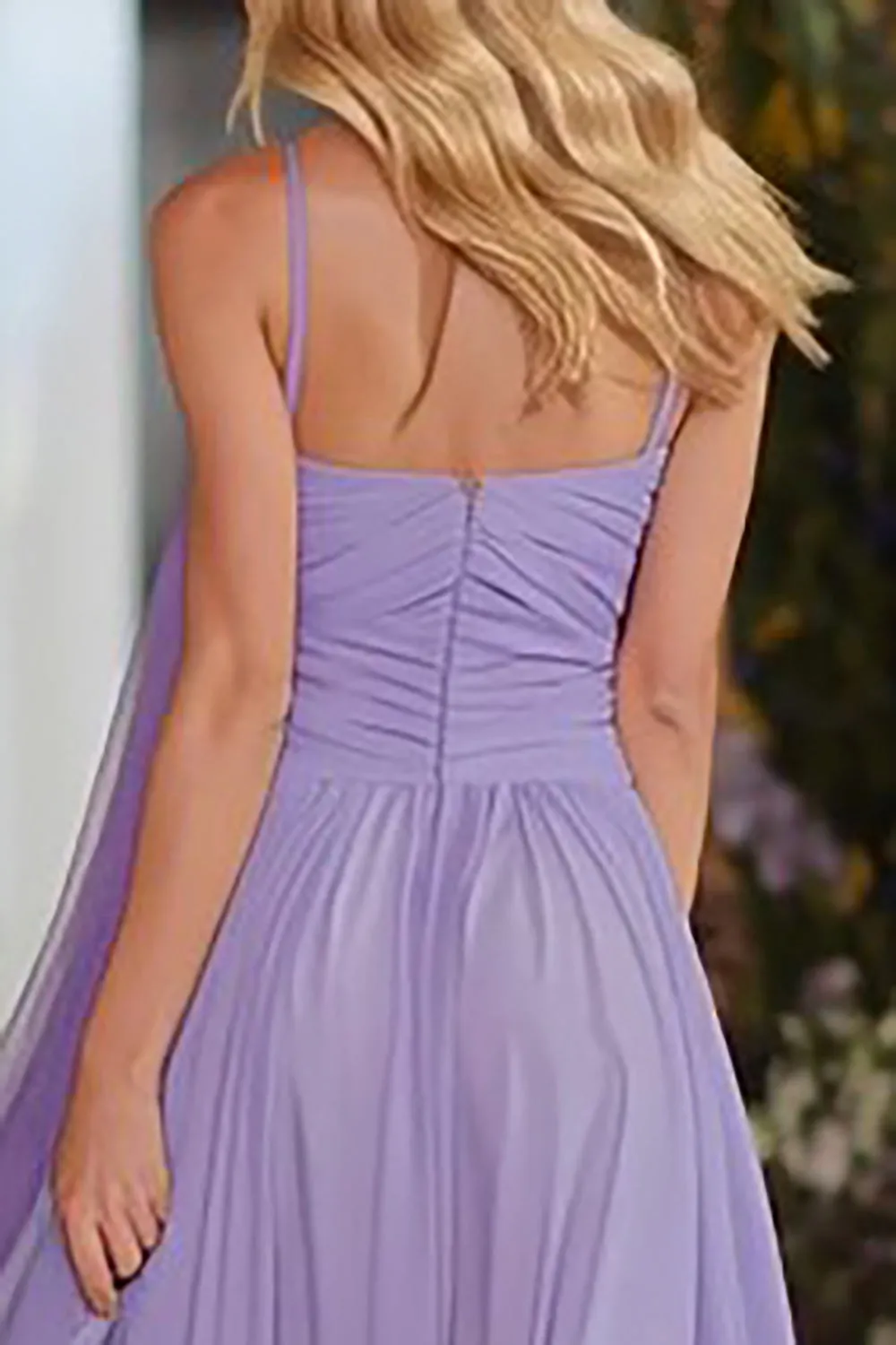 Lilac A Line Ruched Long Prom Dress with Streamer sold by Zapaka product image thumbnail 4