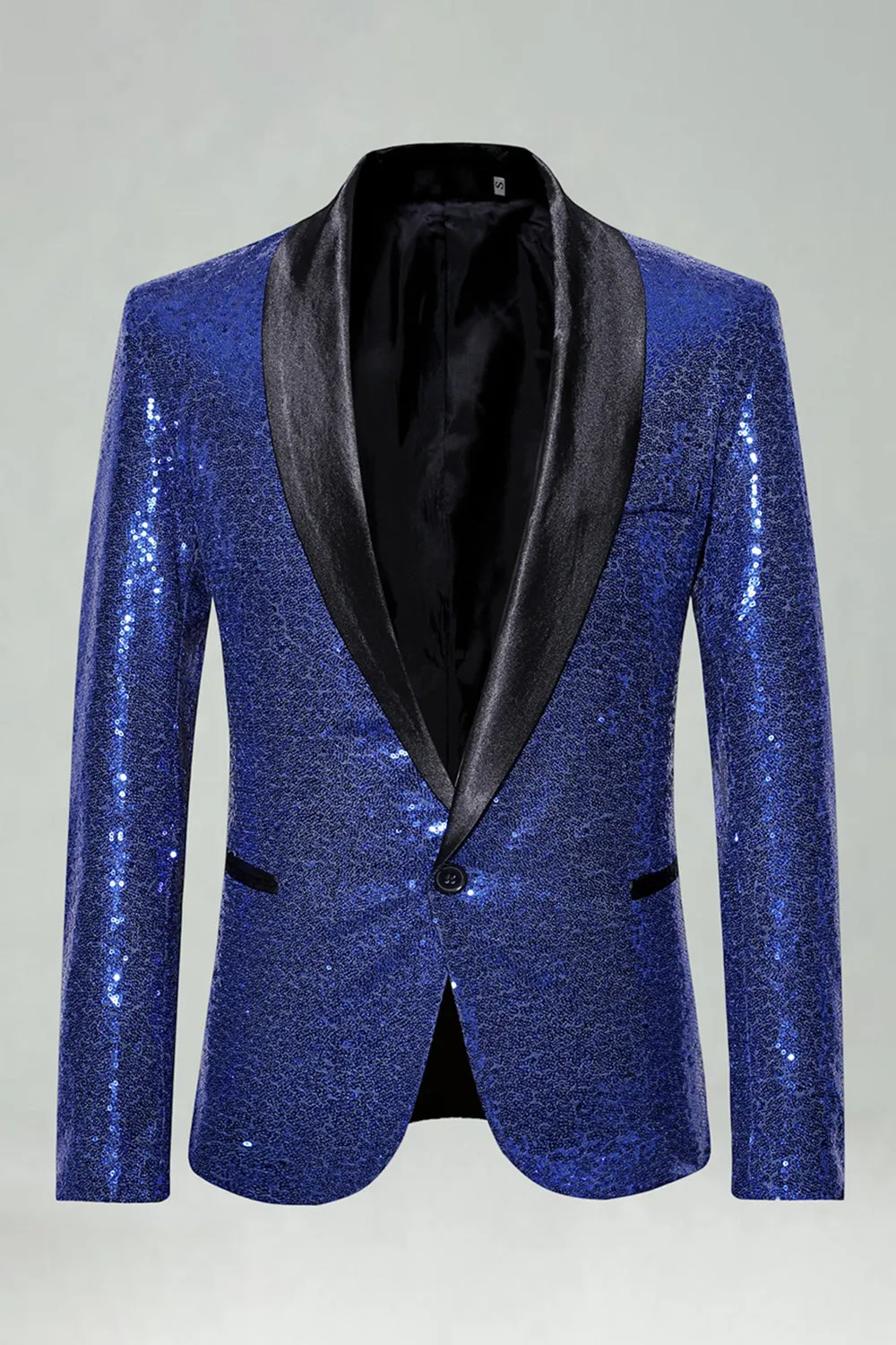 Sequin Shawl Lapel Royal Blue Men's Prom Blazer sold by Zapaka