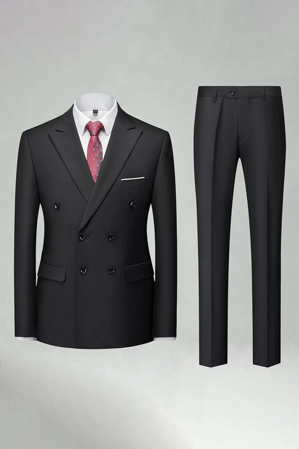 Black Slim Fit Double Breasted 2 Piece Men's Suits sold by Zapaka