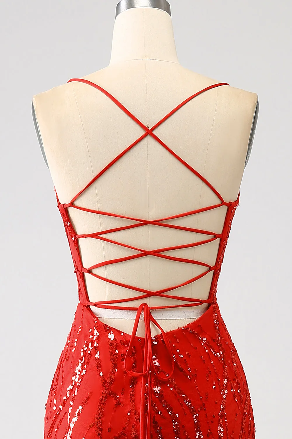 Glitter Red Mermaid Long Sequins Prom Dress with Slit sold by Zapaka product image thumbnail 5