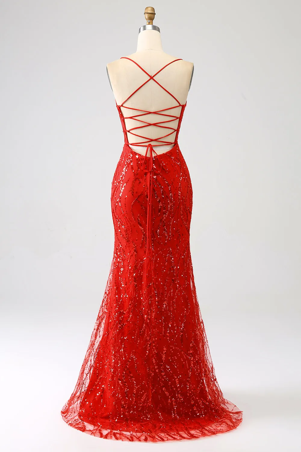 Glitter Red Mermaid Long Sequins Prom Dress with Slit sold by Zapaka product image thumbnail 2