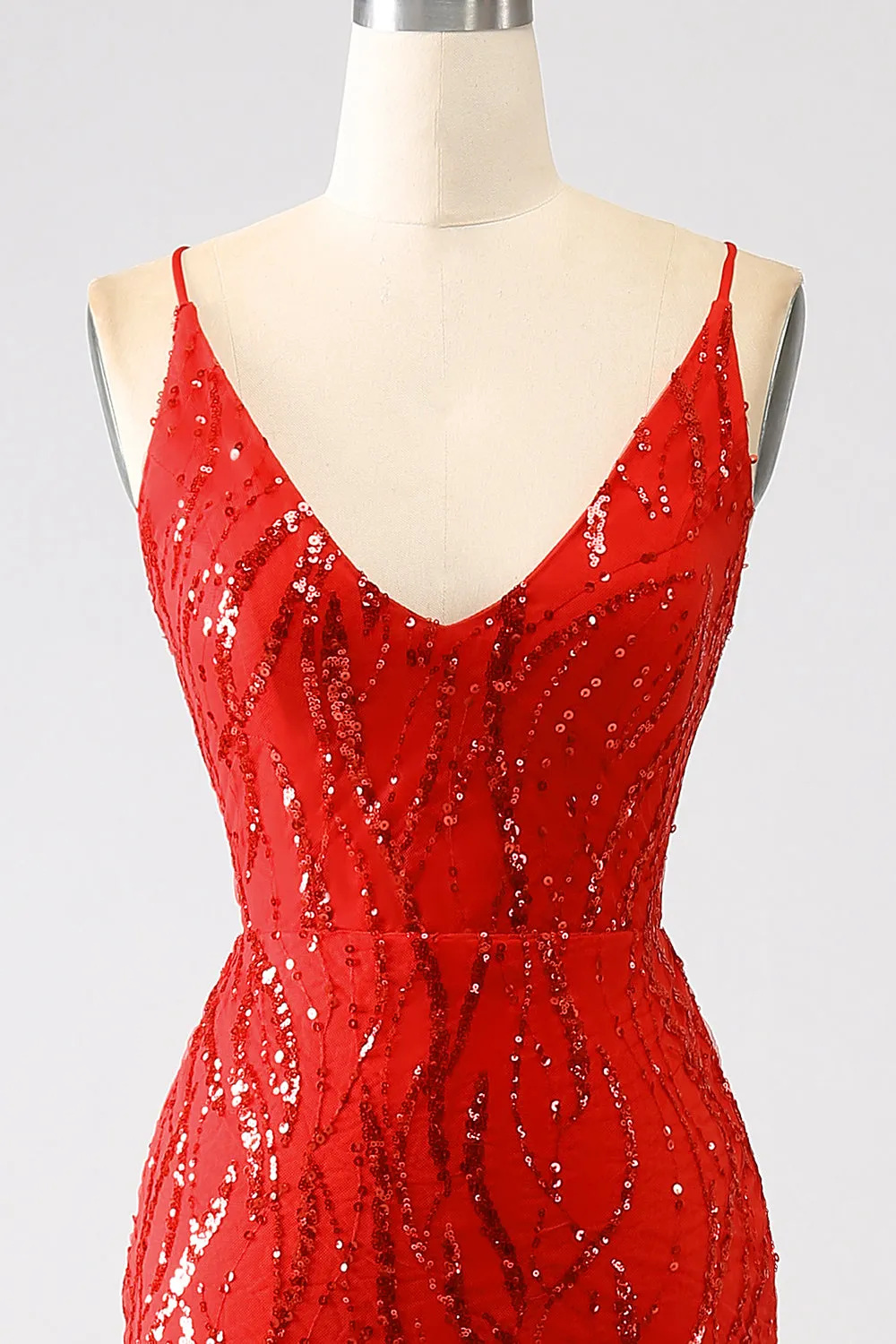 Glitter Red Mermaid Long Sequins Prom Dress with Slit sold by Zapaka product image thumbnail 4