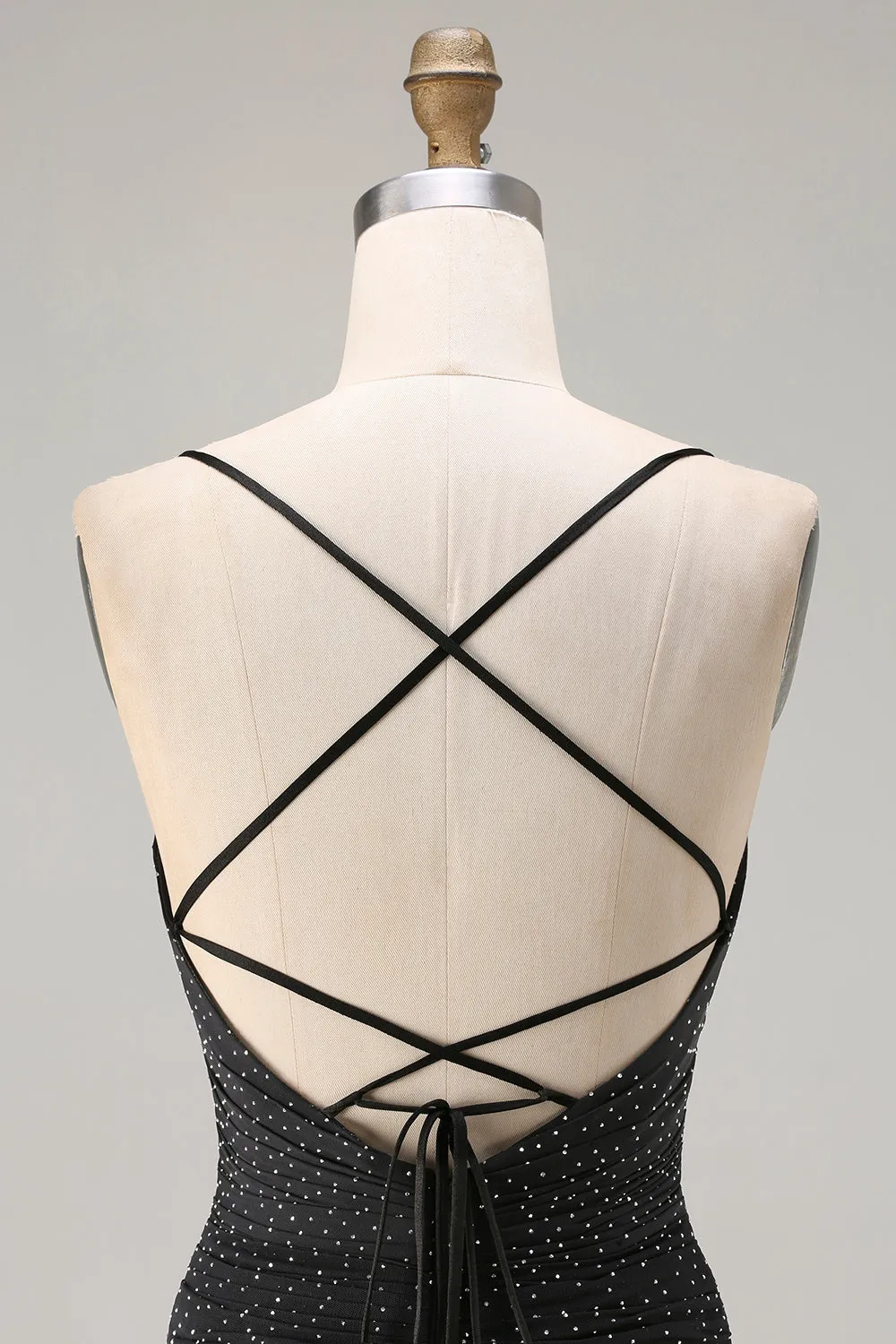 Sparkly Black Mermaid Spaghetti Straps Long Prom Dress with Slit sold by Zapaka product image thumbnail 5