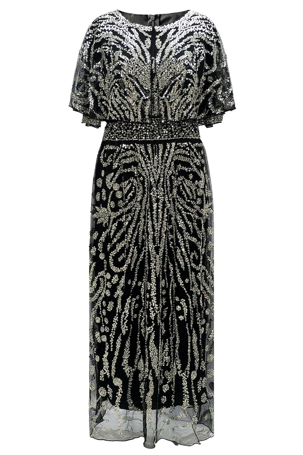 Sparkly Apricot Beaded Sheath Boat Neck 1920s Dress with Sequins sold by Zapaka product image thumbnail 5