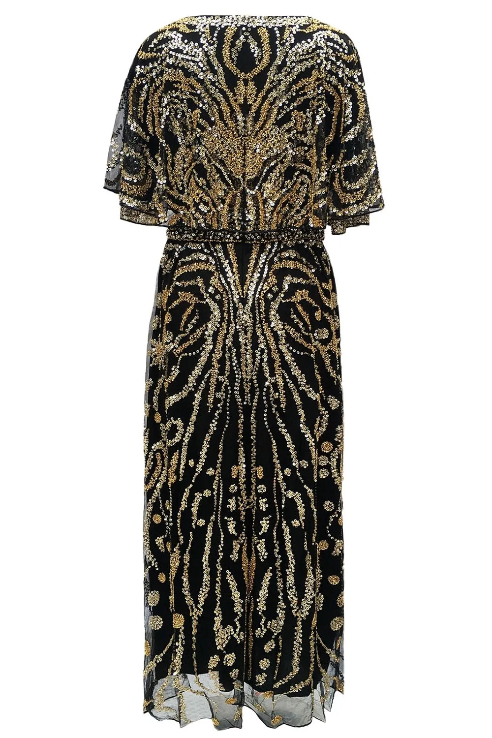 Sparkly Apricot Beaded Sheath Boat Neck 1920s Dress with Sequins sold by Zapaka product image thumbnail 4
