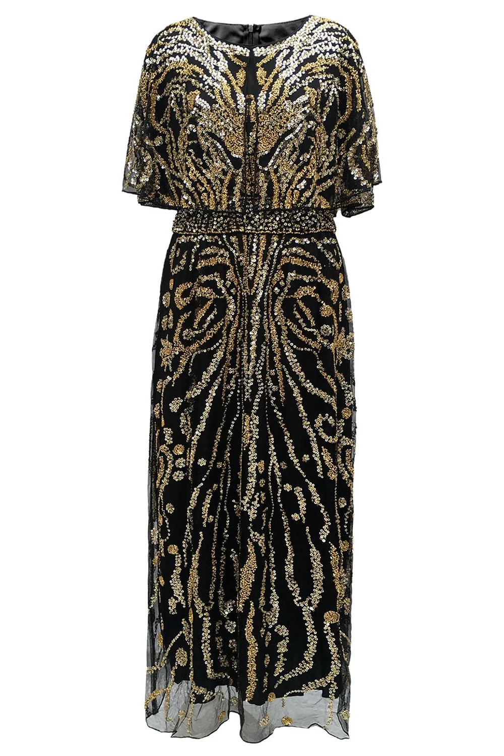 Sparkly Apricot Beaded Sheath Boat Neck 1920s Dress with Sequins sold by Zapaka product image thumbnail 3