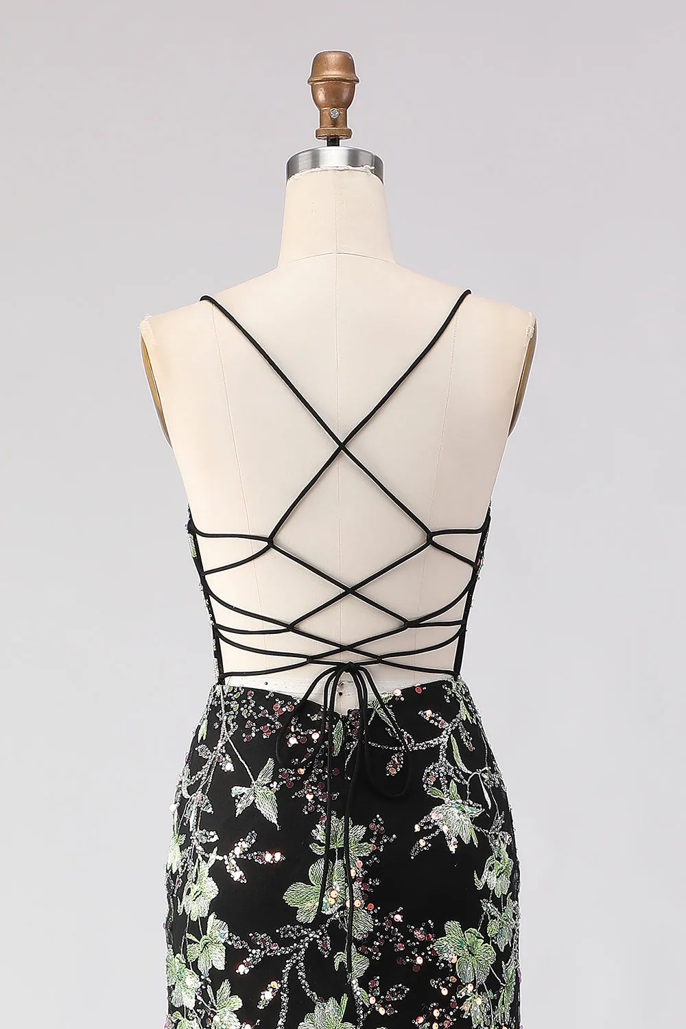 Sparkly Black Mermaid Sequins Corset Long Prom Dress with Lace Up Back sold by Zapaka product image thumbnail 5