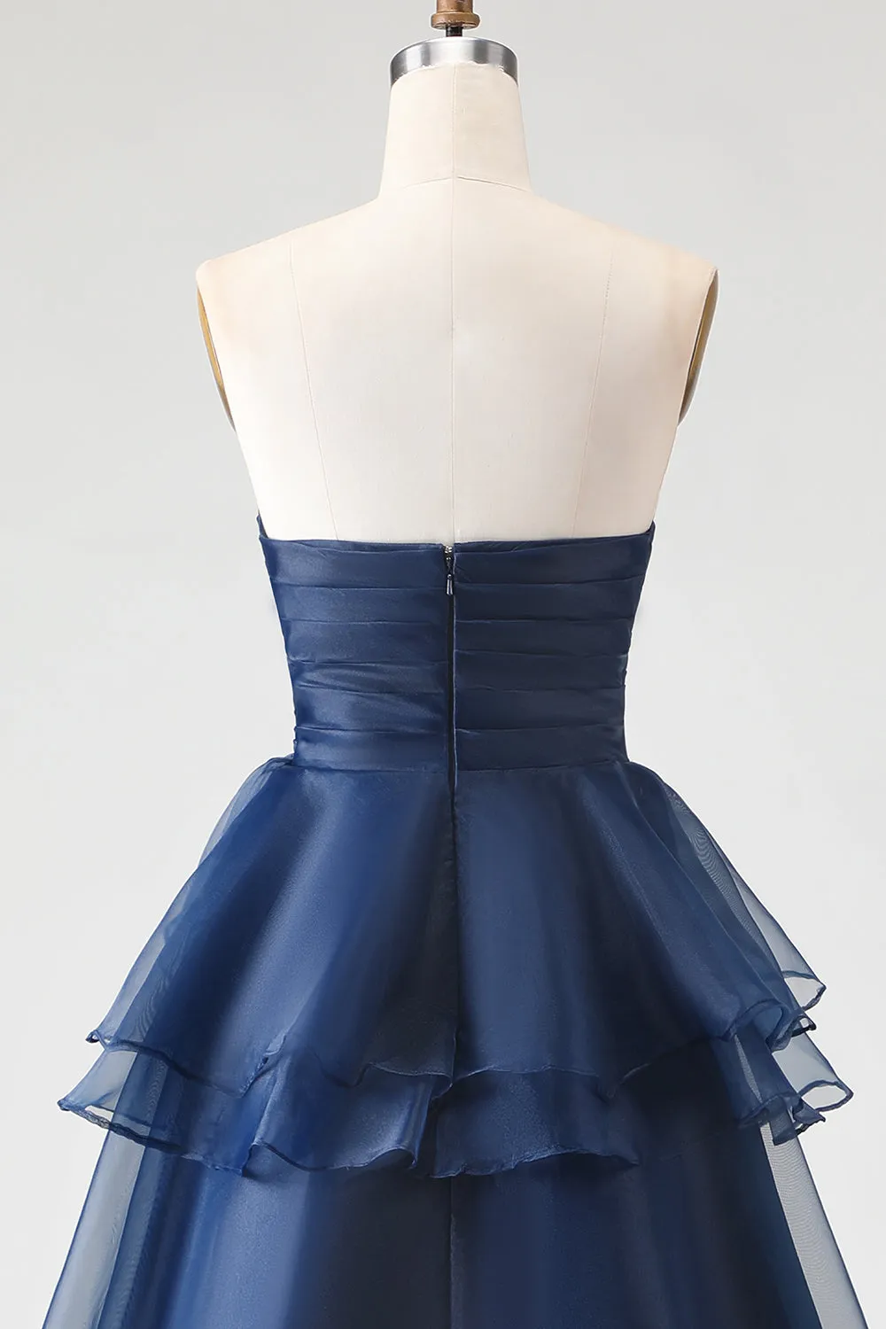 Navy Princess Strapless Ruffled A-Line Long Prom Dress sold by Zapaka product image thumbnail 5