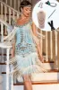 Sparkly Blue Sequined 1920s Flapper Dress with 20s Accessories sold by Zapaka
