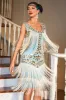 Sparkly Blue Sequined 1920s Flapper Dress with 20s Accessories sold by Zapaka