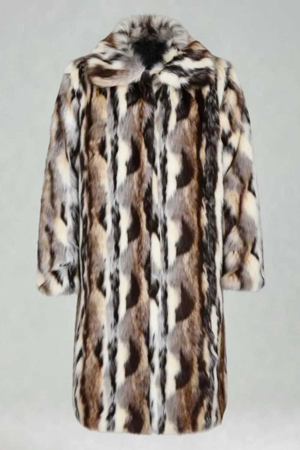 Men's Faux Fur Grey Coffee Open Front Winter Coat sold by Zapaka product image thumbnail 4