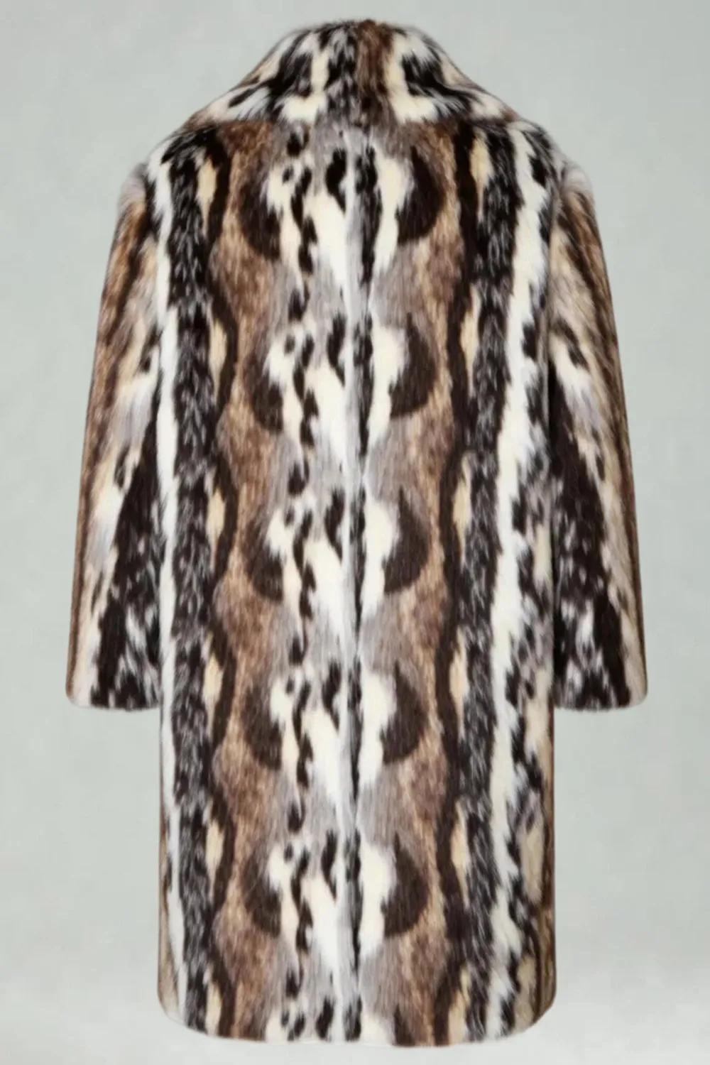 Men's Faux Fur Grey Coffee Open Front Winter Coat sold by Zapaka product image thumbnail 5