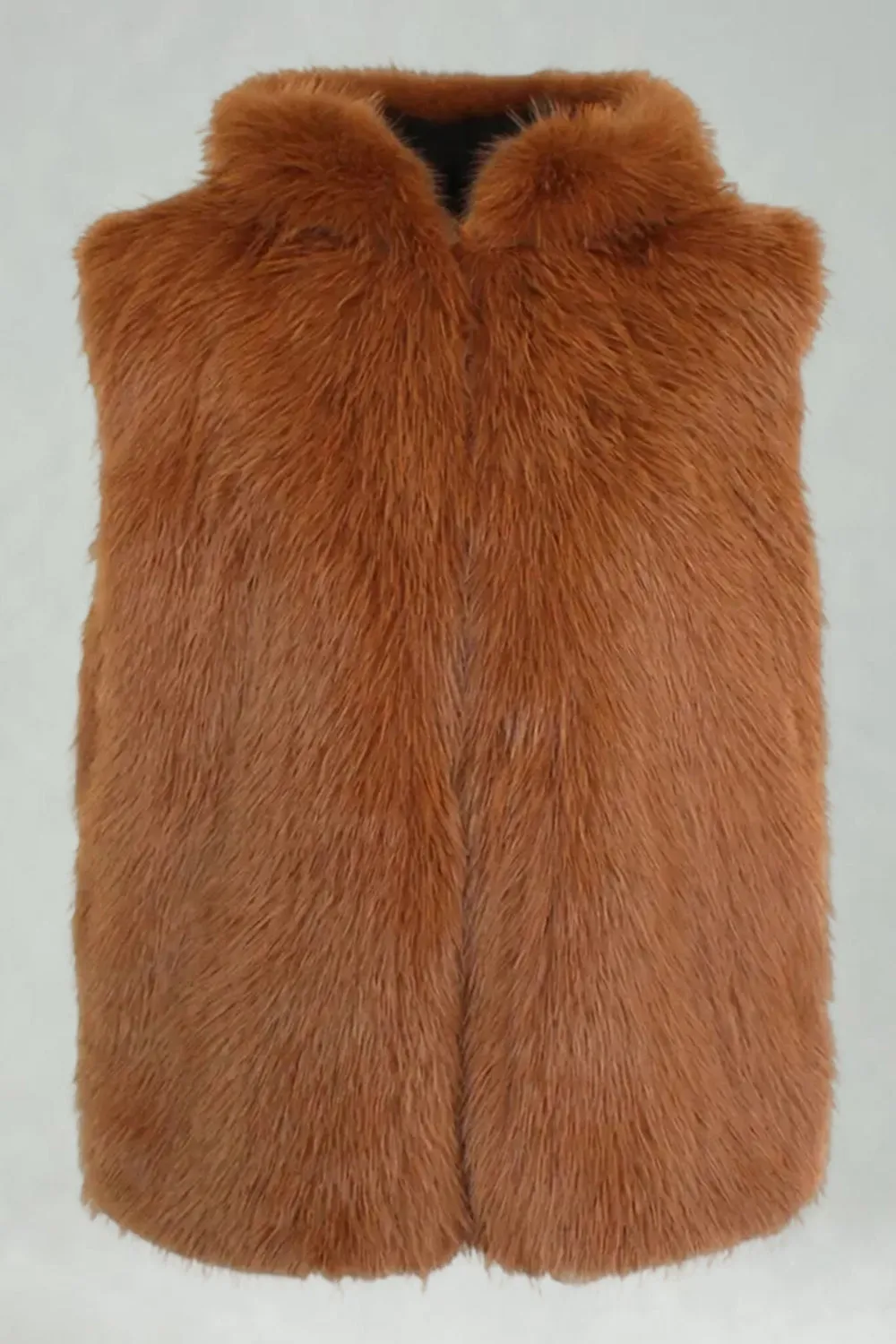 Men's Camel Faux Fur Hooded Vest sold by Zapaka product image thumbnail 3