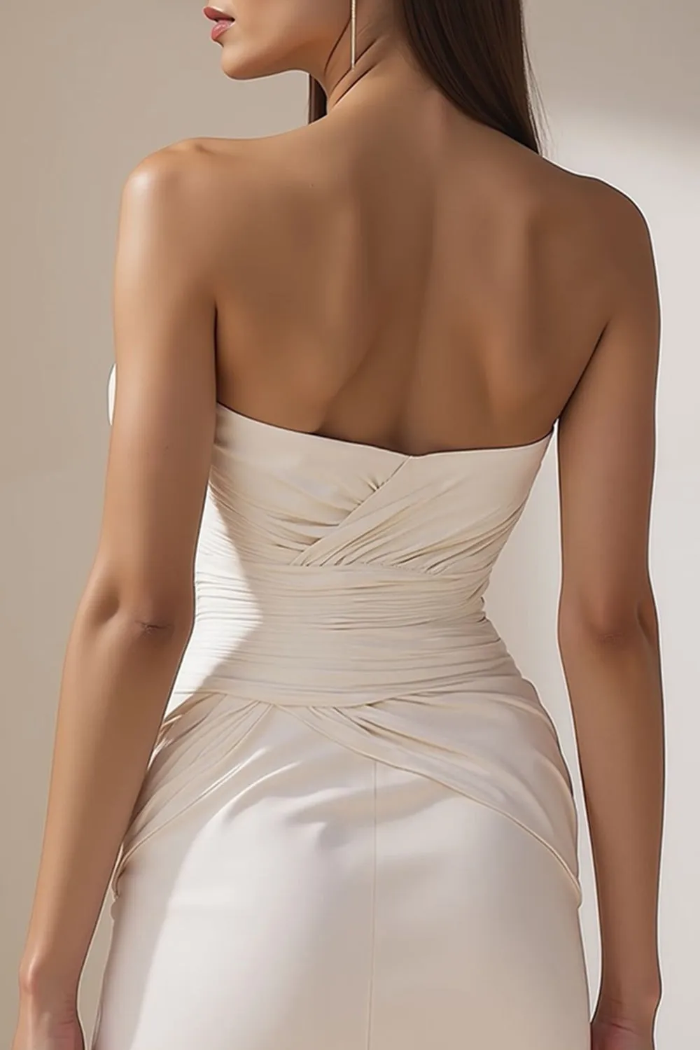 Sweetheart White Bodycon Ruched Mini Wedding Dress sold by Zapaka product image thumbnail 4