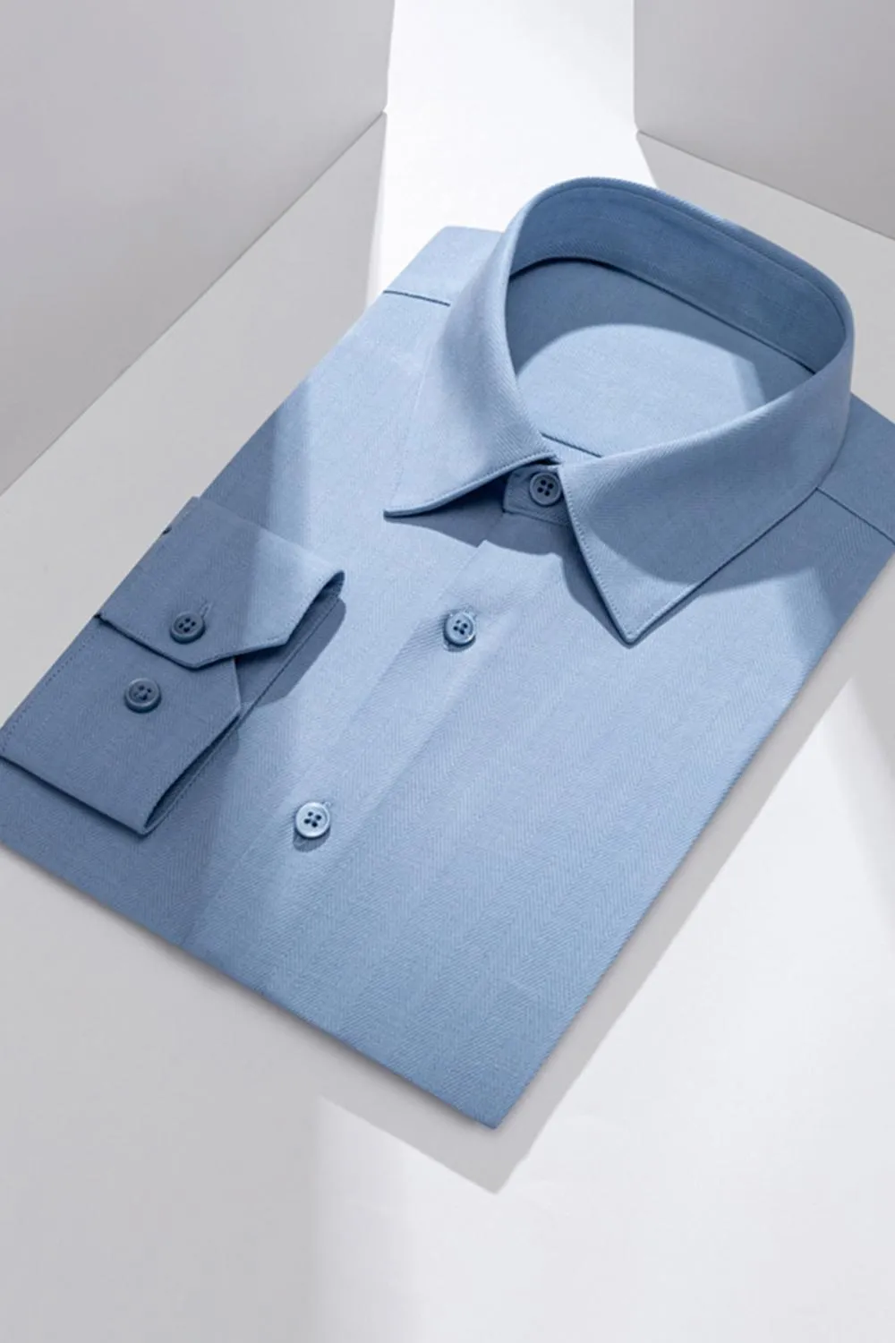 Men's Blue Grey Point Collar Long Sleeves Suits Shirt sold by Zapaka product image thumbnail 3