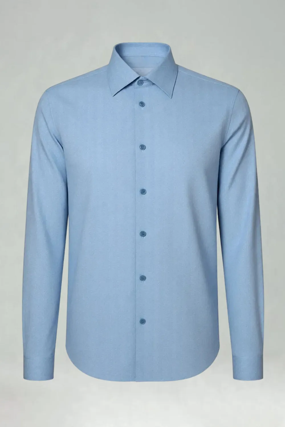 Men's Blue Grey Point Collar Long Sleeves Suits Shirt sold by Zapaka