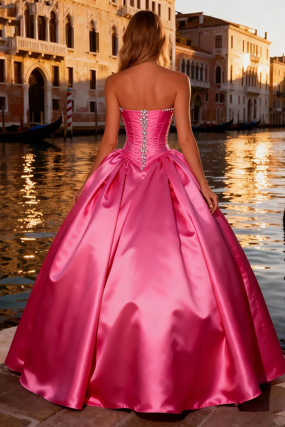 Strapless Corset Bright Pink Ball Gown Prom Dress sold by Zapaka product image thumbnail 2