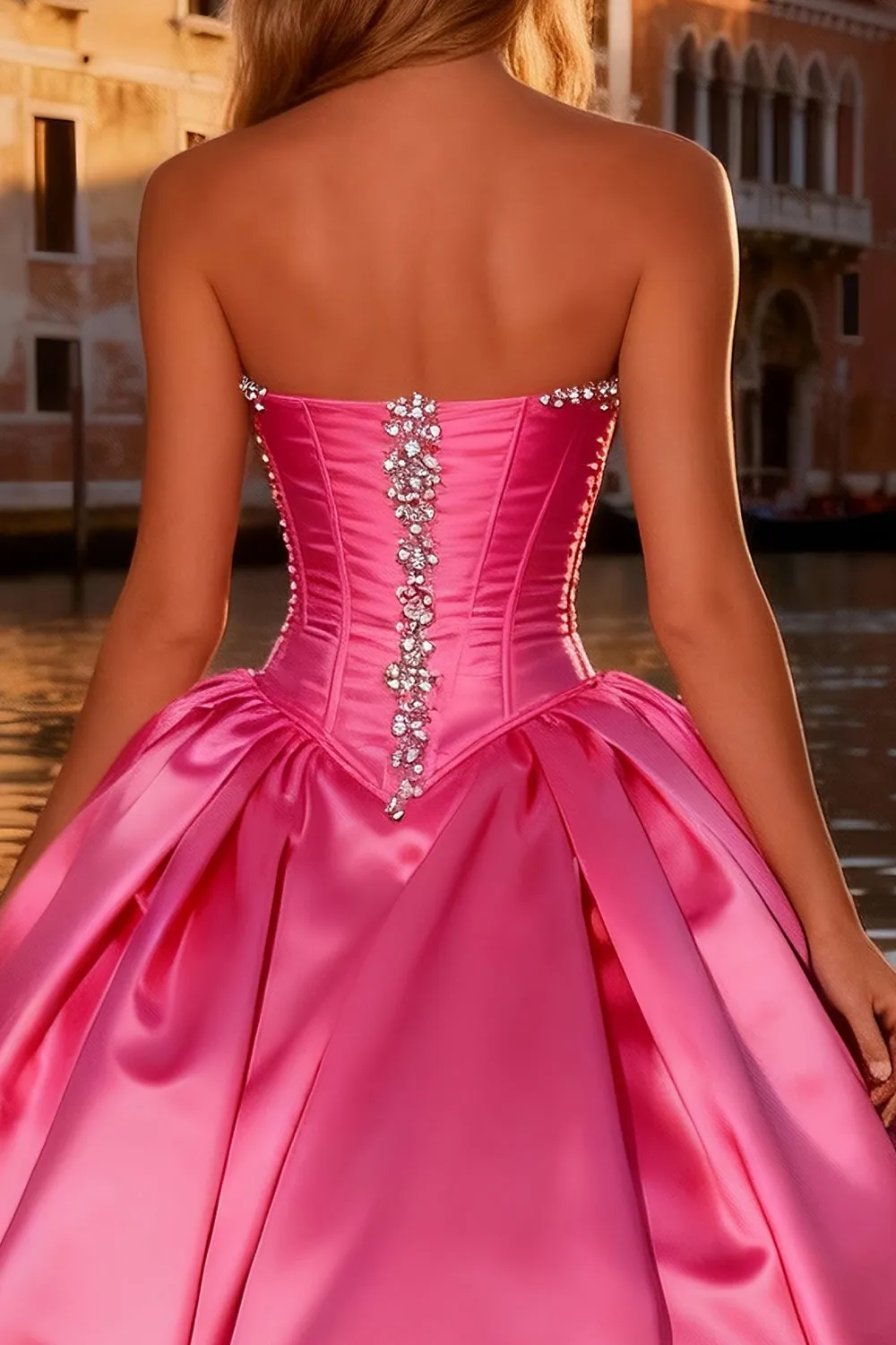 Strapless Corset Bright Pink Ball Gown Prom Dress sold by Zapaka product image thumbnail 4