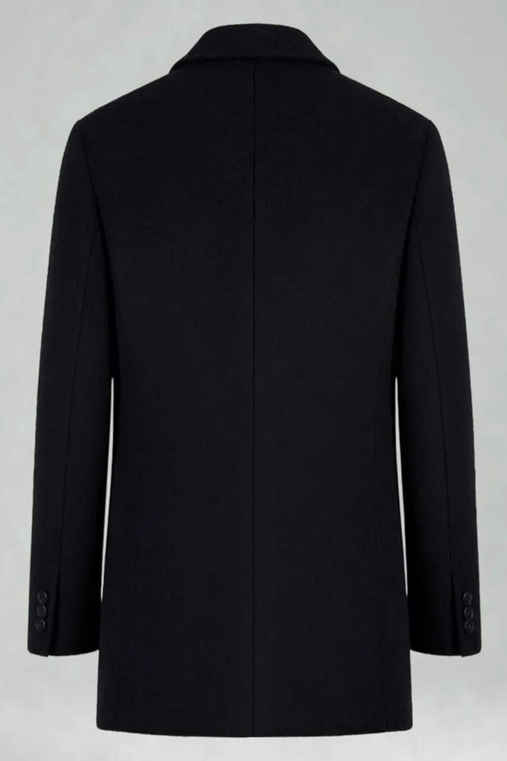 Black Single Breasted Notched Lapel Men's Winter Coat sold by Zapaka product image thumbnail 2