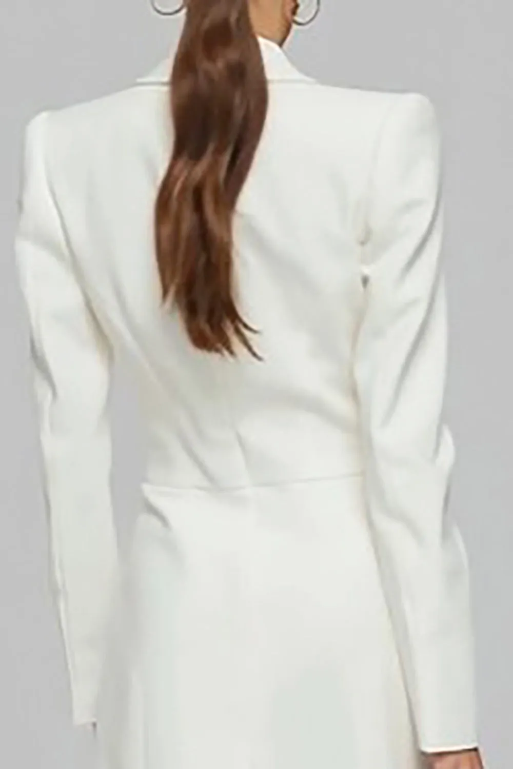 Ivory Sheath Notched Lapel Single-breasted Blazer Dress sold by Zapaka product image thumbnail 4