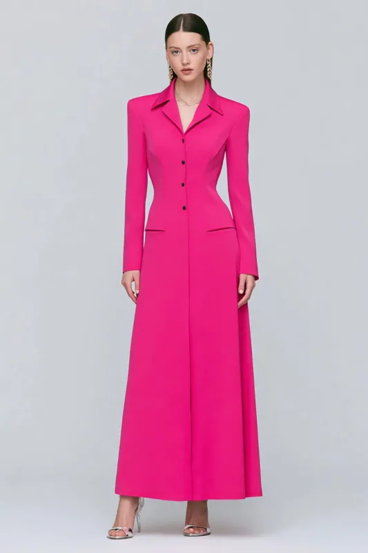 Fuchsia Notched Lapel Single-breasted A Line Blazer Dress sold by Zapaka