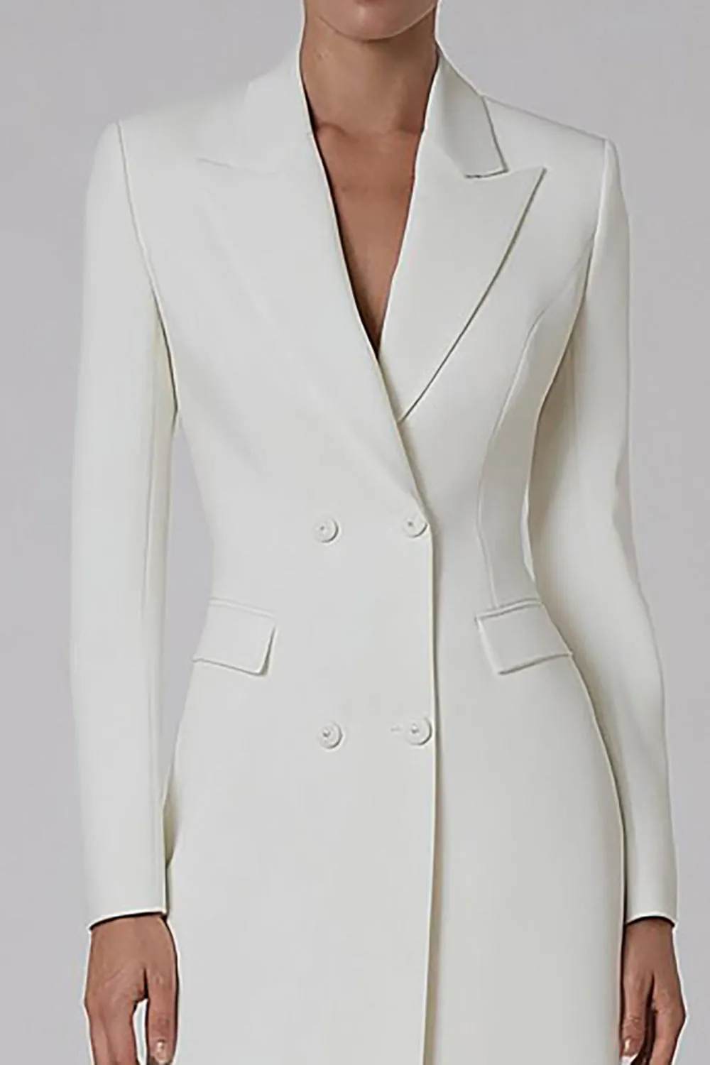 Ivory Peak Lapel Double-breasted Blazer Dress sold by Zapaka product image thumbnail 3