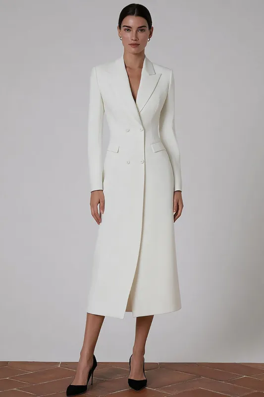 Ivory Peak Lapel Double-breasted Blazer Dress sold by Zapaka