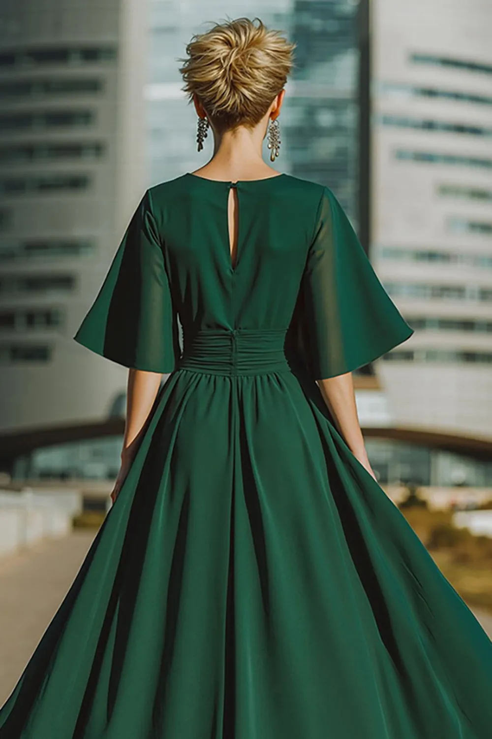 Dark Green Round Neck Long Mother of the Bride Jumpsuits with Pockets sold by Zapaka product image thumbnail 4