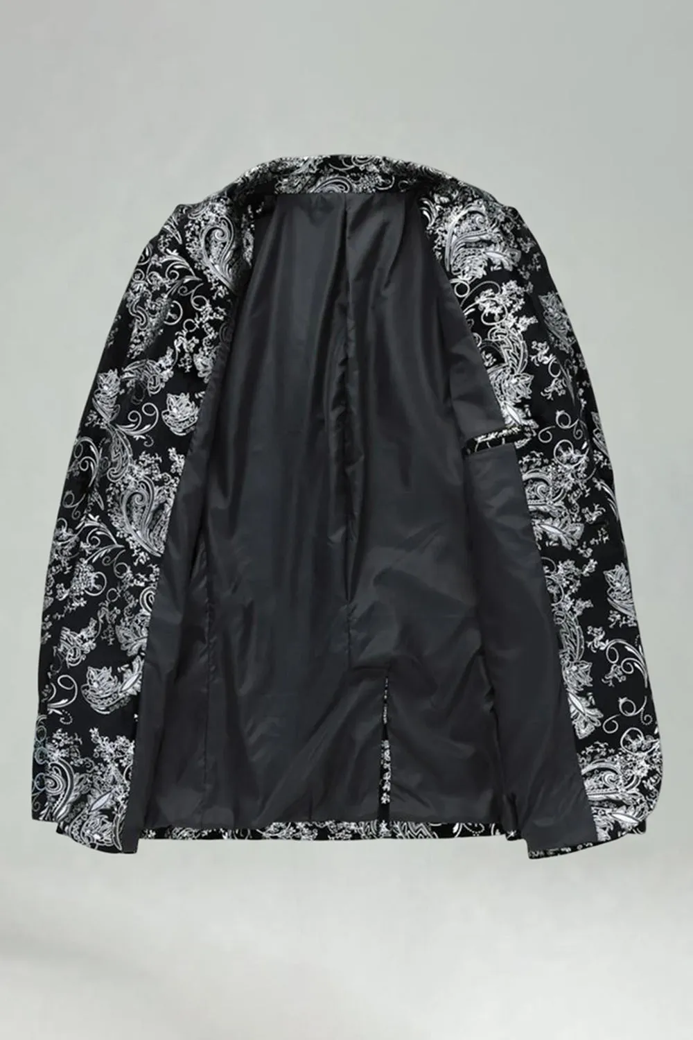 Notched Lapel Silver Jacquard Men's Prom Blazer sold by Zapaka product image thumbnail 3