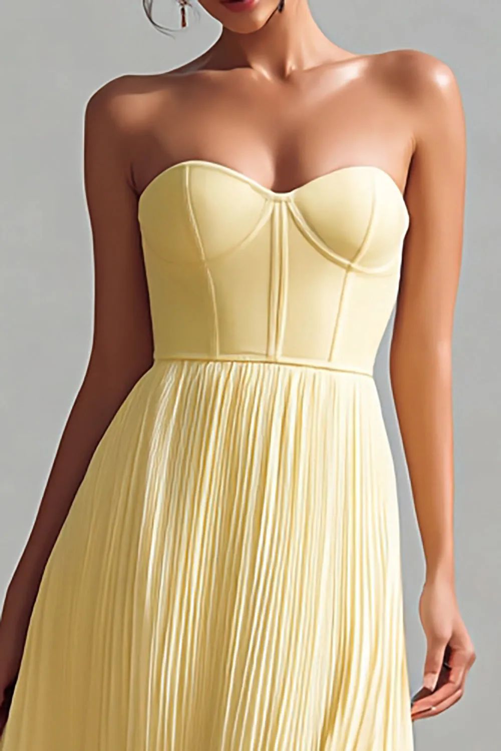 Daffodil Pleated Strapless Corset Long Formal Dress sold by Zapaka product image thumbnail 2