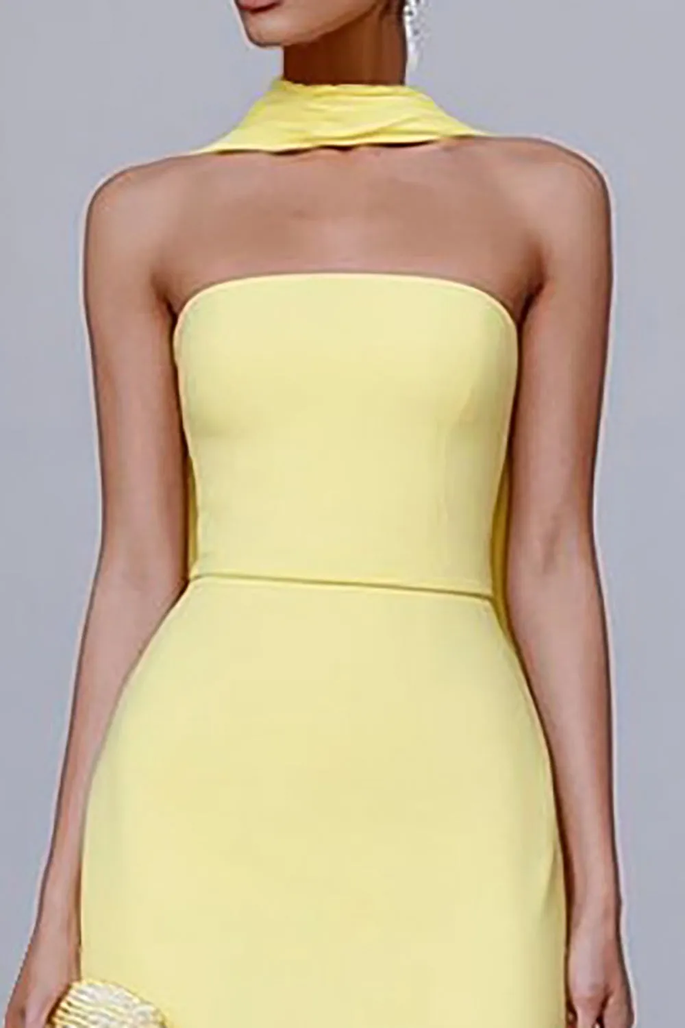 Strapless Sheath Yellow Formal Dress with Streamer sold by Zapaka product image thumbnail 2