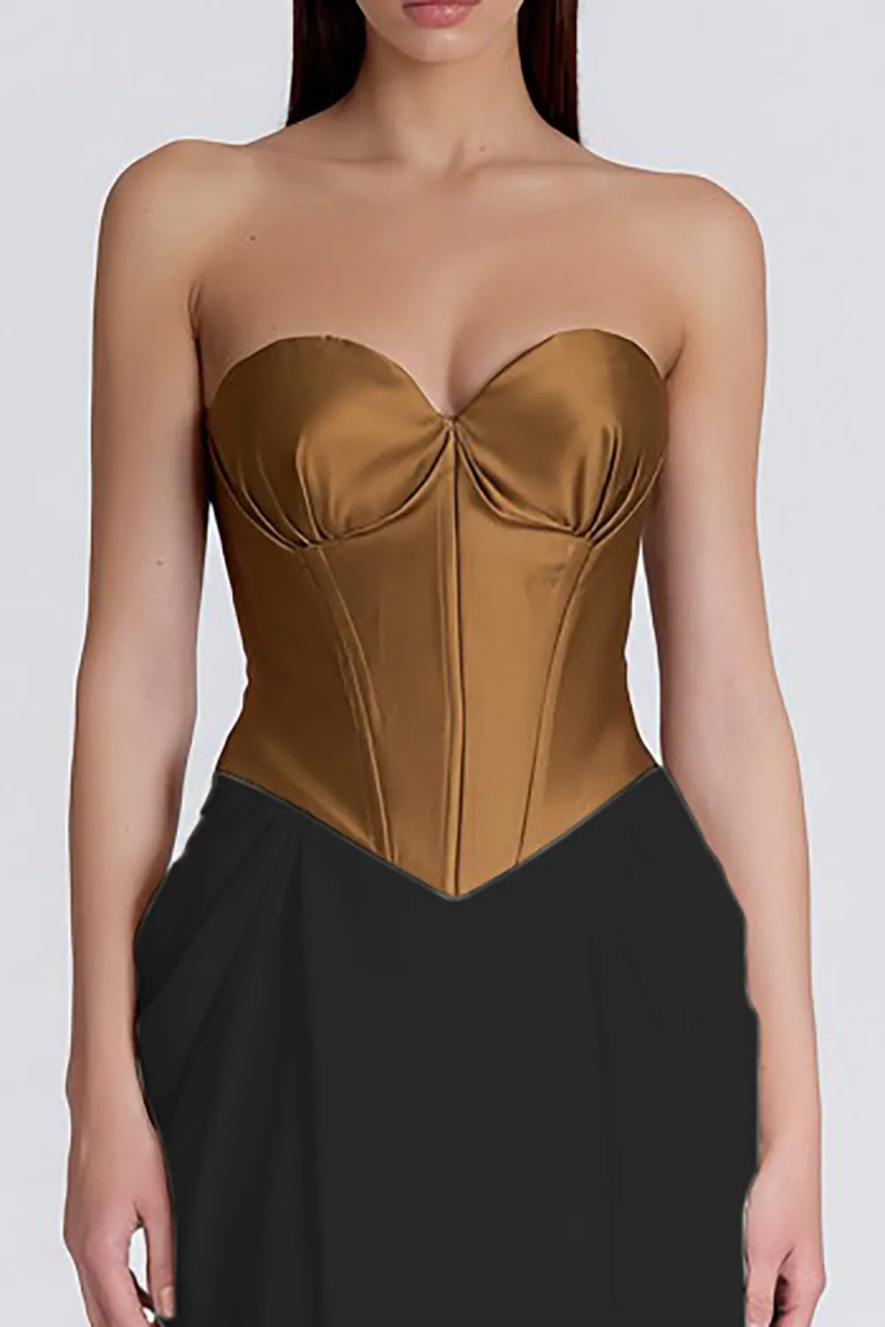 Brown and Black Mermaid Sweetheart Corset Foraml Dress sold by Zapaka product image thumbnail 2