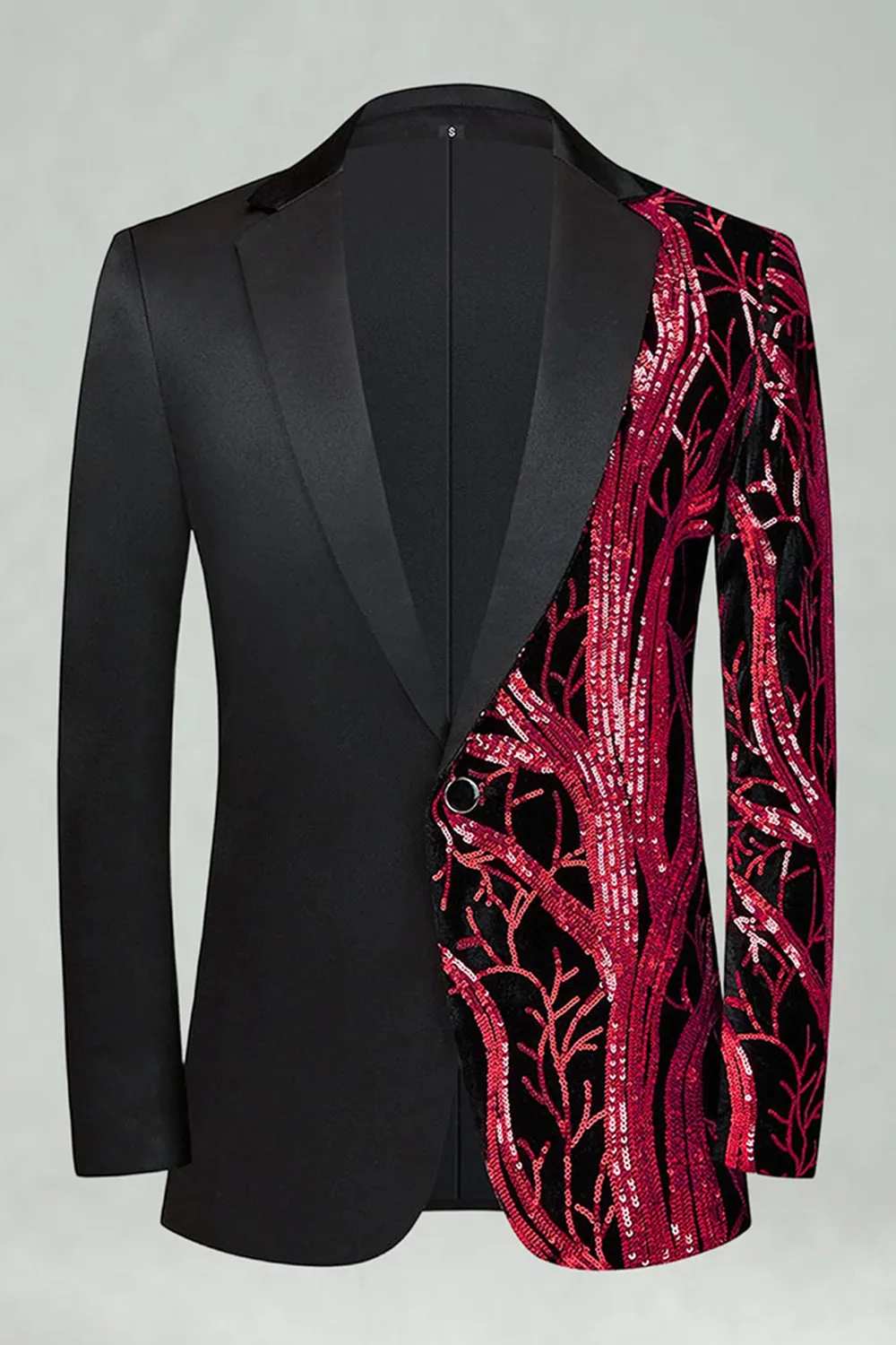 Dark Red Sequin Notched Lapel 2 Pieces Men's Prom Suits sold by Zapaka product image thumbnail 2