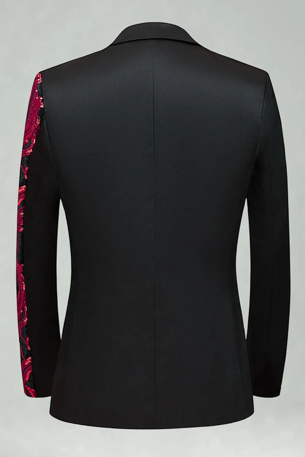 Dark Red Sequin Notched Lapel 2 Pieces Men's Prom Suits sold by Zapaka product image thumbnail 3