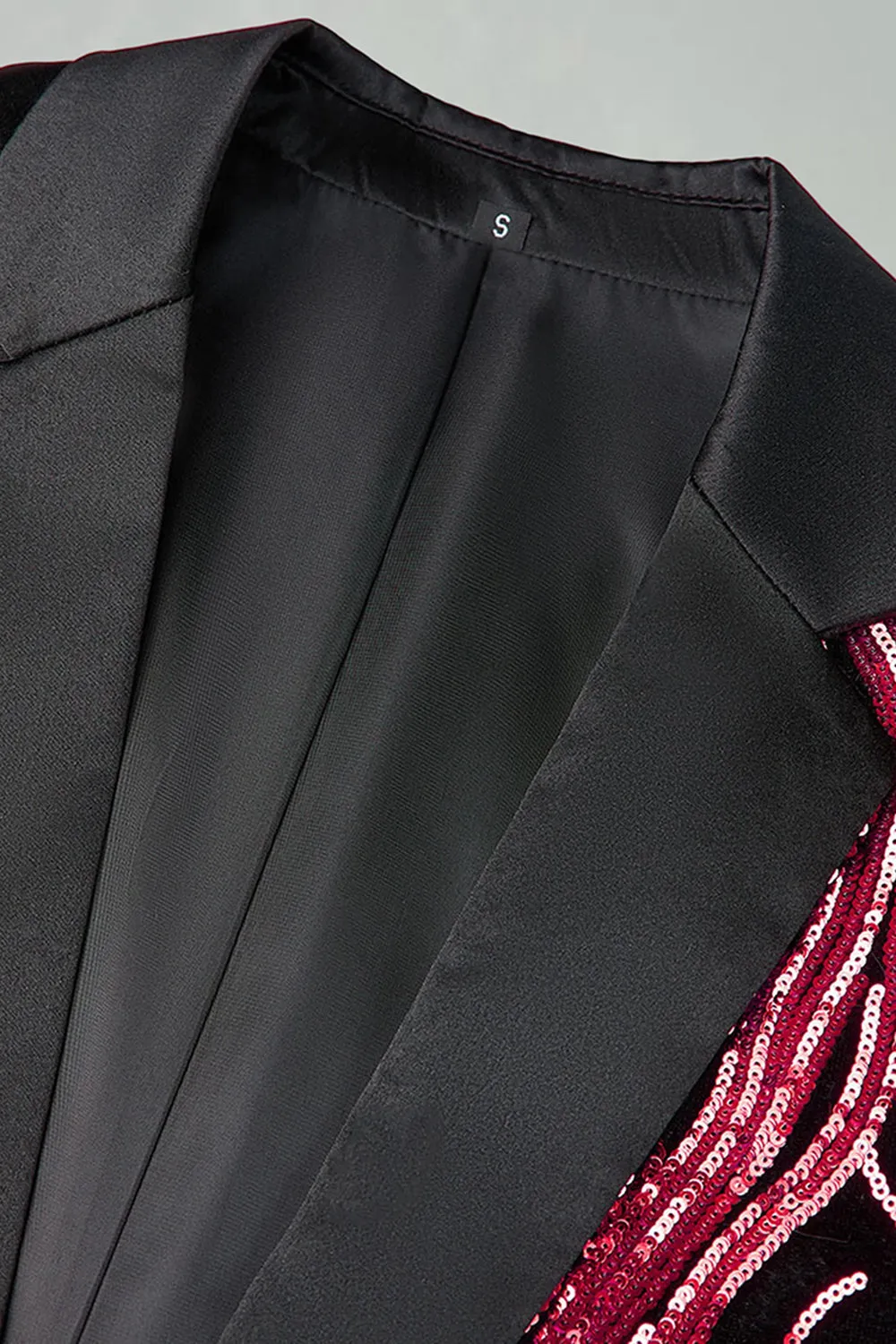 Dark Red Sequin Notched Lapel 2 Pieces Men's Prom Suits sold by Zapaka product image thumbnail 4