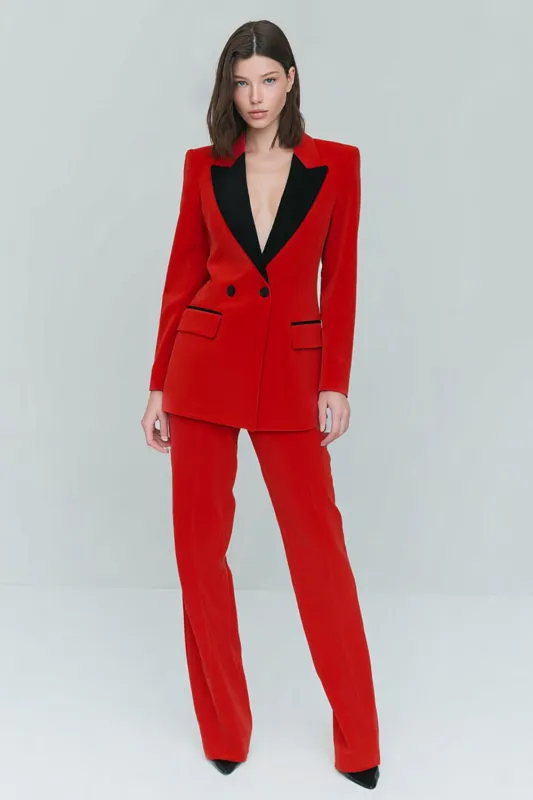 Red 2 Piece Peak Lapel Women's Work Suits sold by Zapaka
