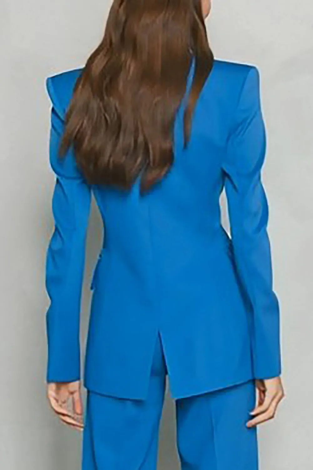 Blue 2 Piece Peak Lapel Slim Fit Women's Work Suits sold by Zapaka product image thumbnail 4