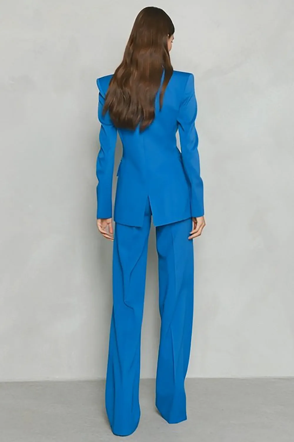 Blue 2 Piece Peak Lapel Slim Fit Women's Work Suits sold by Zapaka product image thumbnail 2