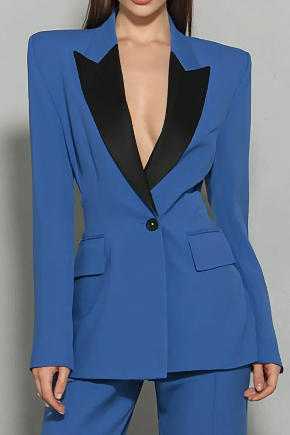 Dark Blue Peak Lapel 2 Piece Women's Business Casual Suits sold by Zapaka product image thumbnail 2