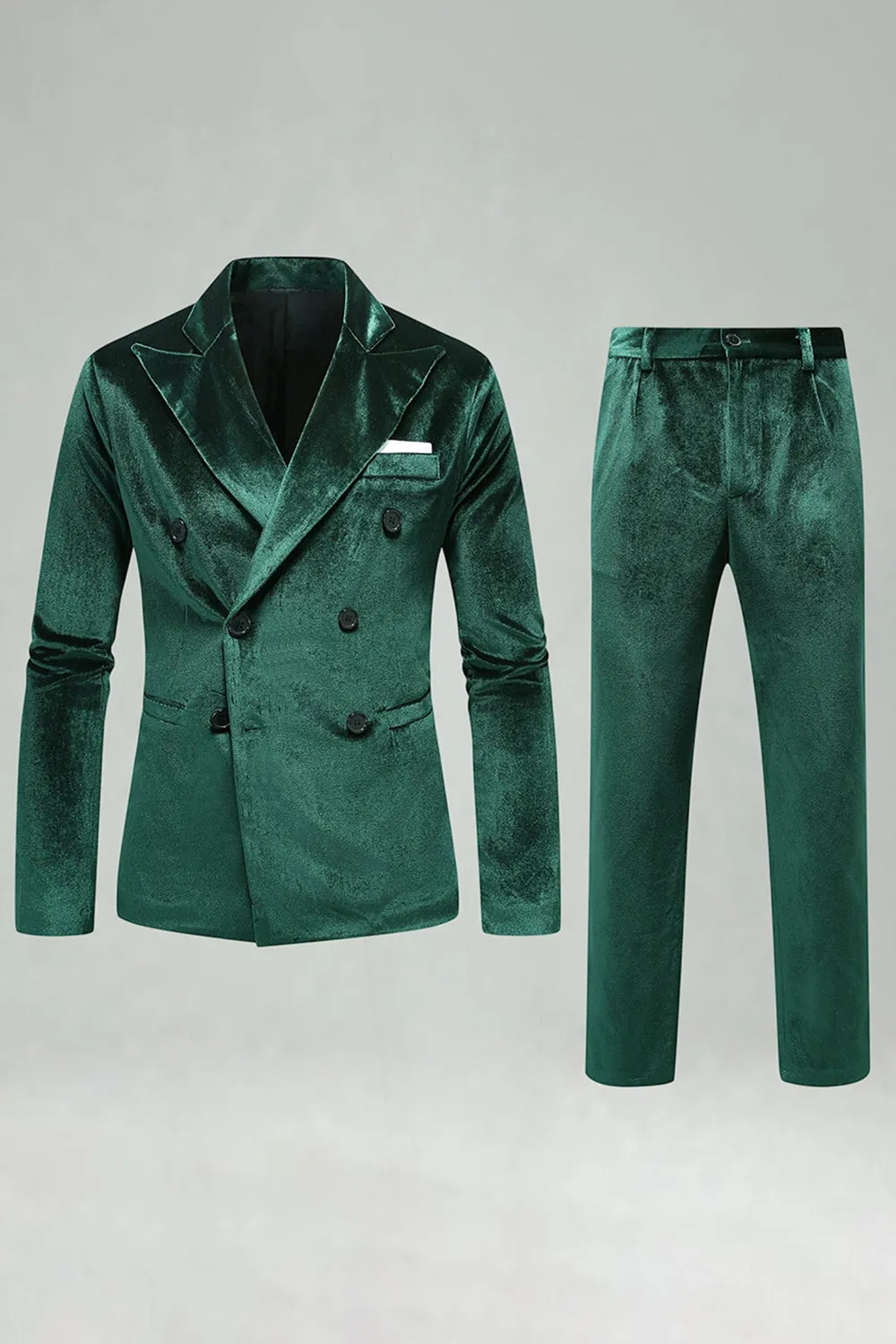 Notched Lapel Velvet Dark Green 2 Pieces Men's Prom Suits sold by Zapaka