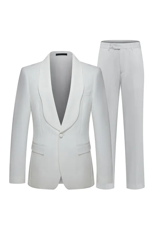 2 Piece White Shawl Lapel Men's Wedding Suits sold by Zapaka