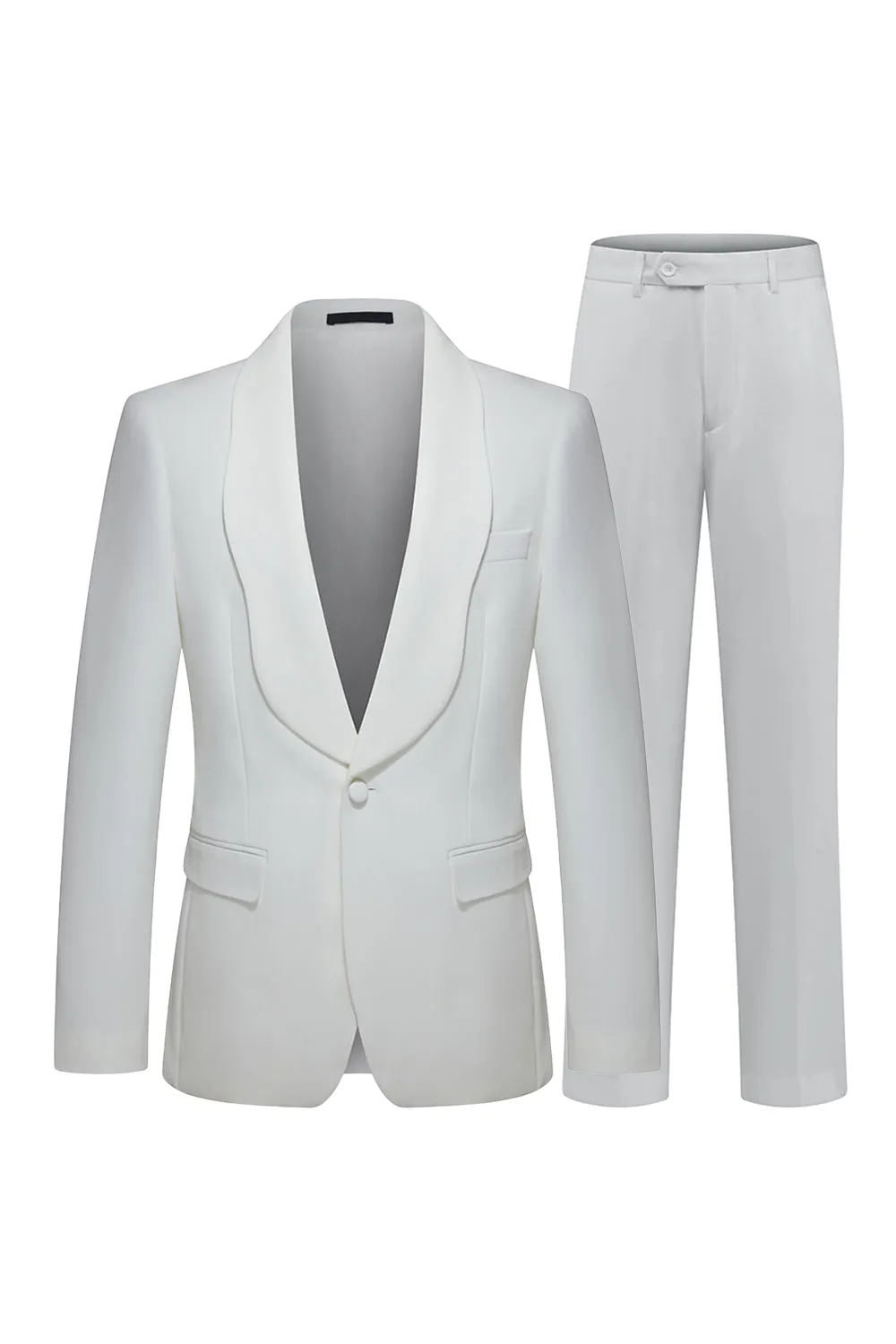 2 Piece White Shawl Lapel Men's Wedding Suits sold by Zapaka