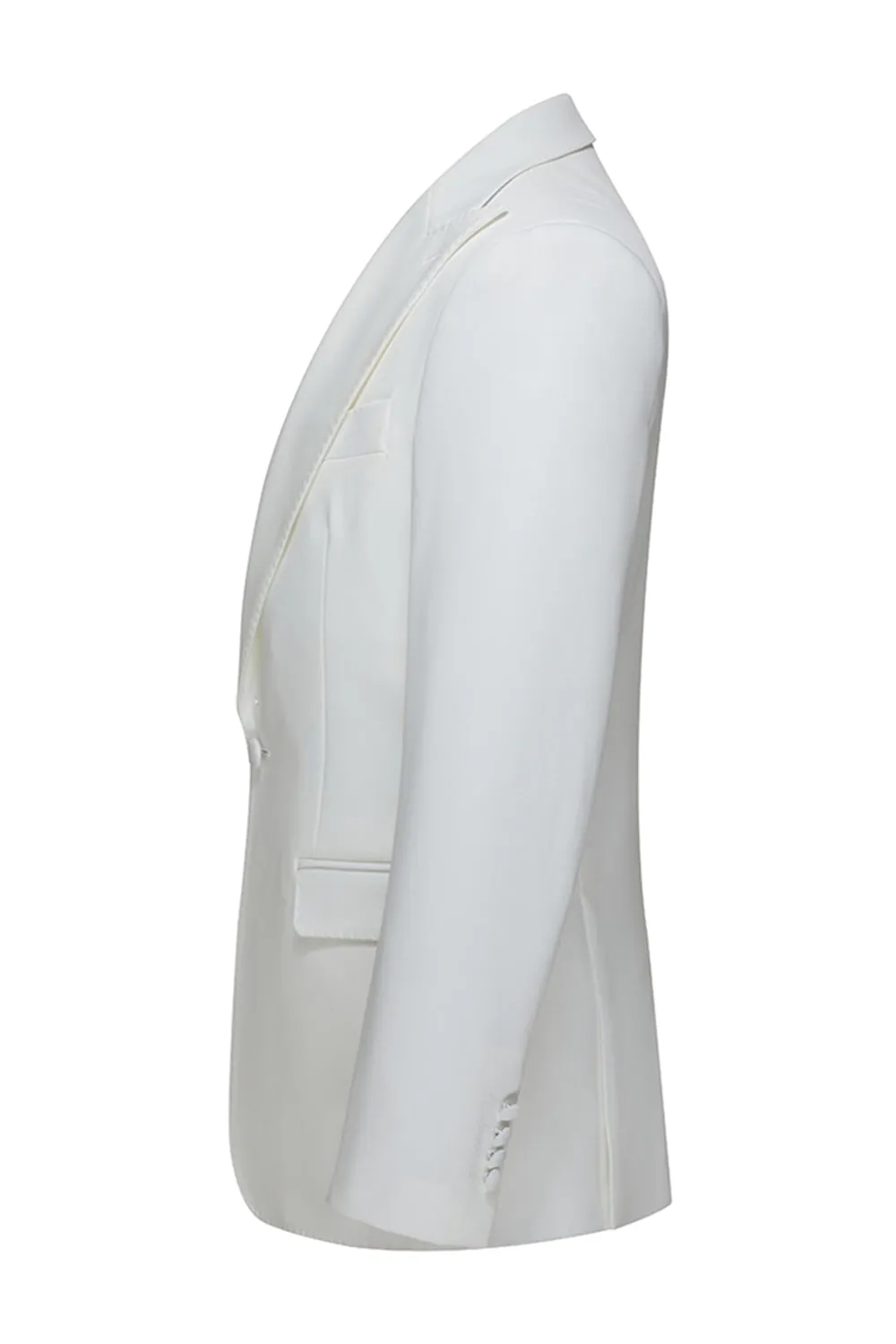 Peak Lapel 3 Piece One Button White Men's Wedding Suits sold by Zapaka product image thumbnail 4
