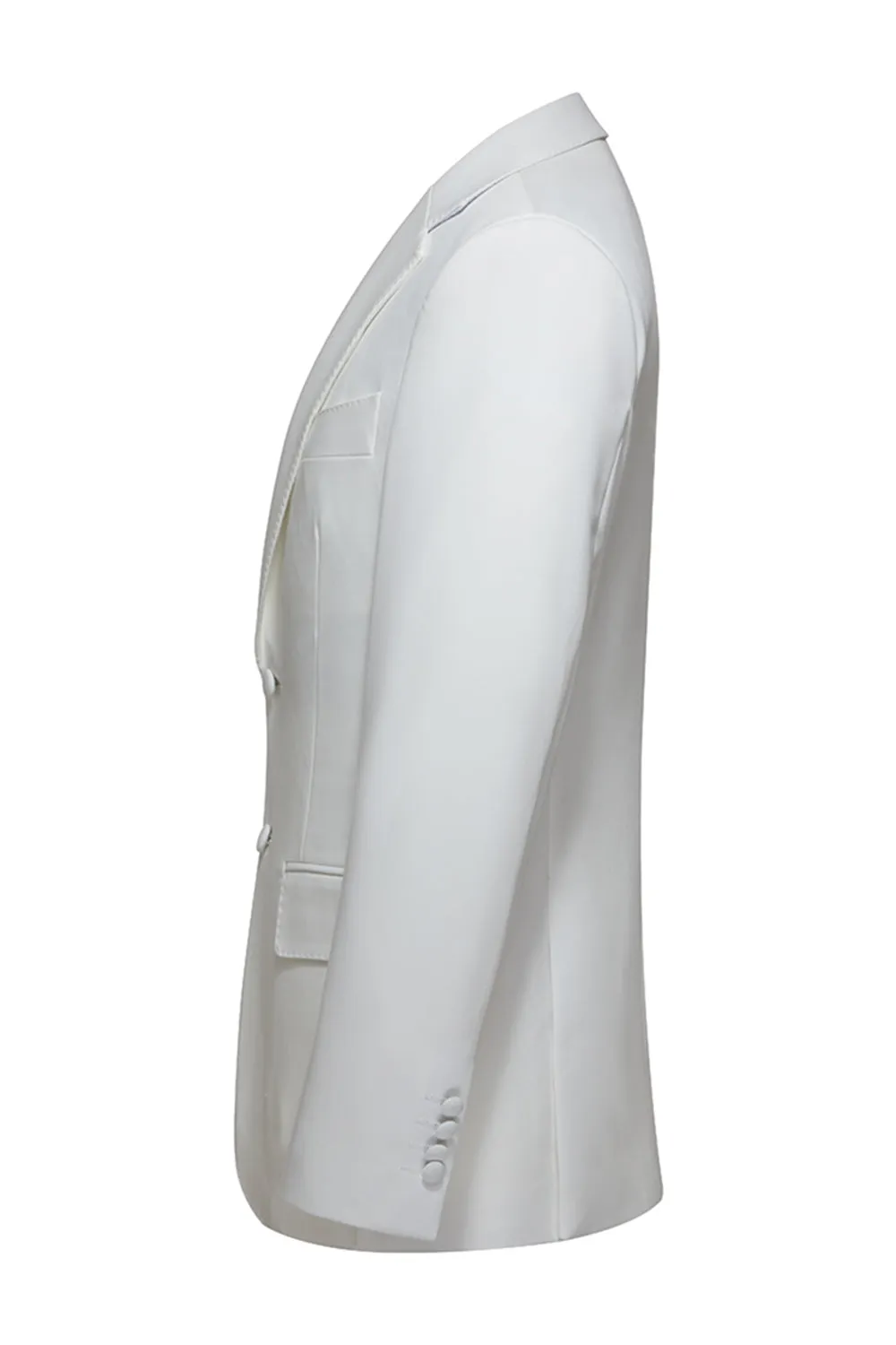 Notched Lapel 2 Piece White Single Breasted Men's Wedding Suits sold by Zapaka product image thumbnail 4