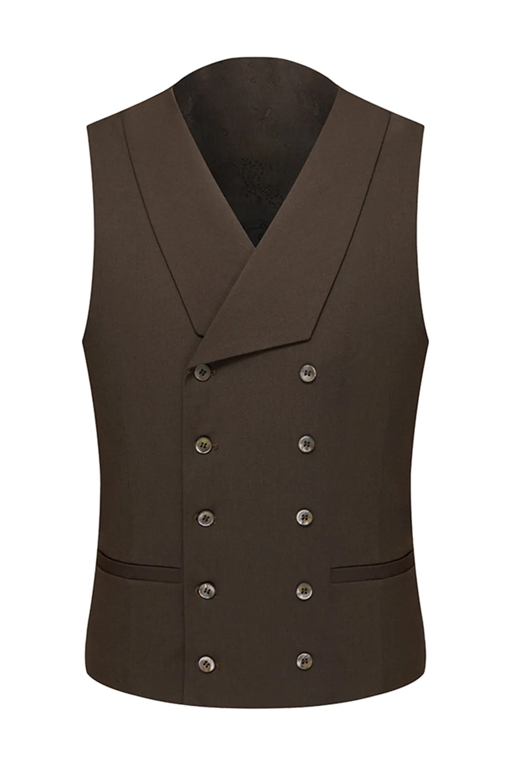 Khaki Coffee Peak Lapel Single Breasted Men's 3 Piece Suits sold by Zapaka product image thumbnail 5