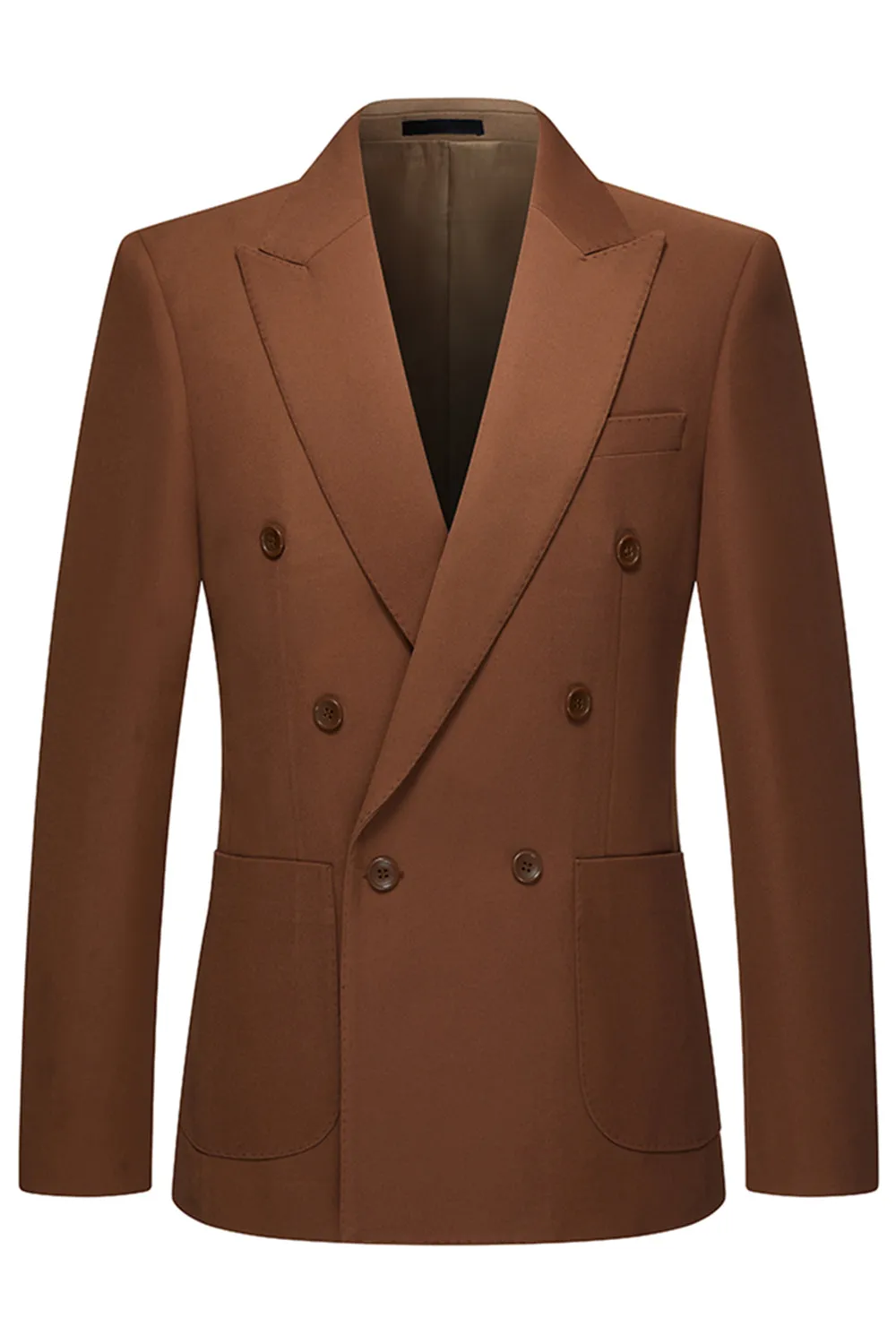 2 Piece Peak Lapel Slim Fit Double Breasted Khaki Men's Formal Suits sold by Zapaka product image thumbnail 2